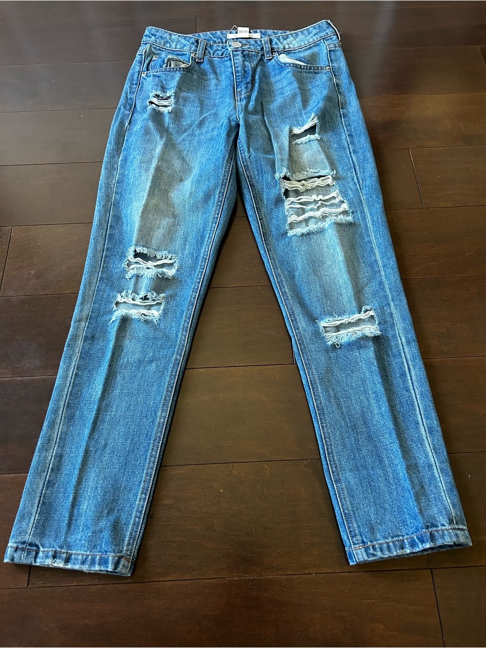 life in progress Women’s Distressed Blue Straight Jeans